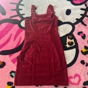 Burgundy Corduroy Buckle Up Dress